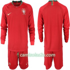 Camisolas de Futebol Portugal Criança Equipamento Principal Copa do Mundo 2018 Manga Comprida